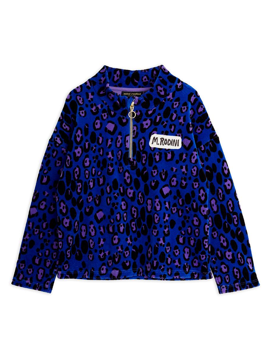 Leopard Half Zip Velour Sweater