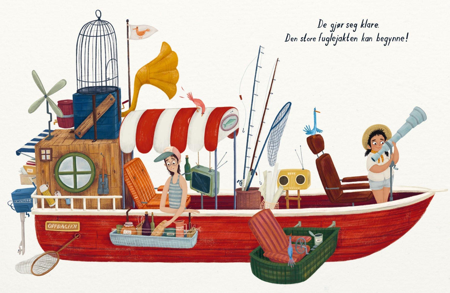 Den store fuglejakten av Nora Brech. Bok Side 14-15